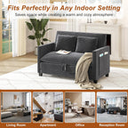 XVD 51 Inch Convertible Sofa Bed Sleeper with Storage Pockets & 2 Pillows - 2-in-1 Folding Loveseat for Small Spaces, Modern Corduroy Loveseat for Apartment, Living Room, Guest Room, Grey