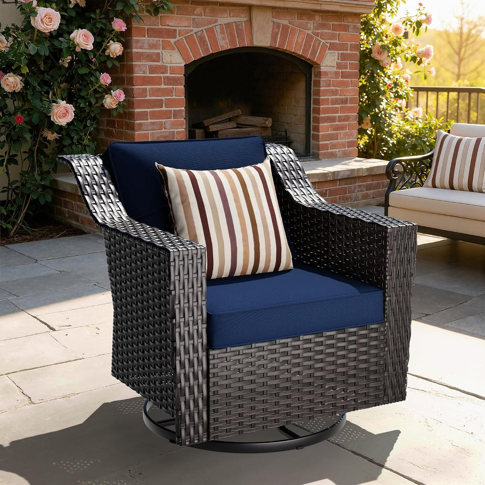 Outdoor Furniture Swivel Chair, Patio Glider Wicker Rocker Seating with Cushi...