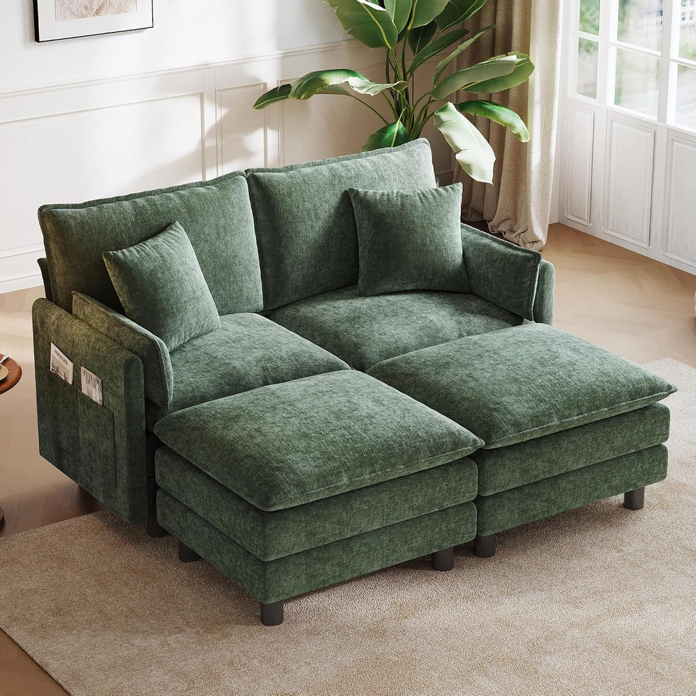 LINSY HOME 65'' Modular Sectional Sofa Love Seat Couch Chenille Cloud...