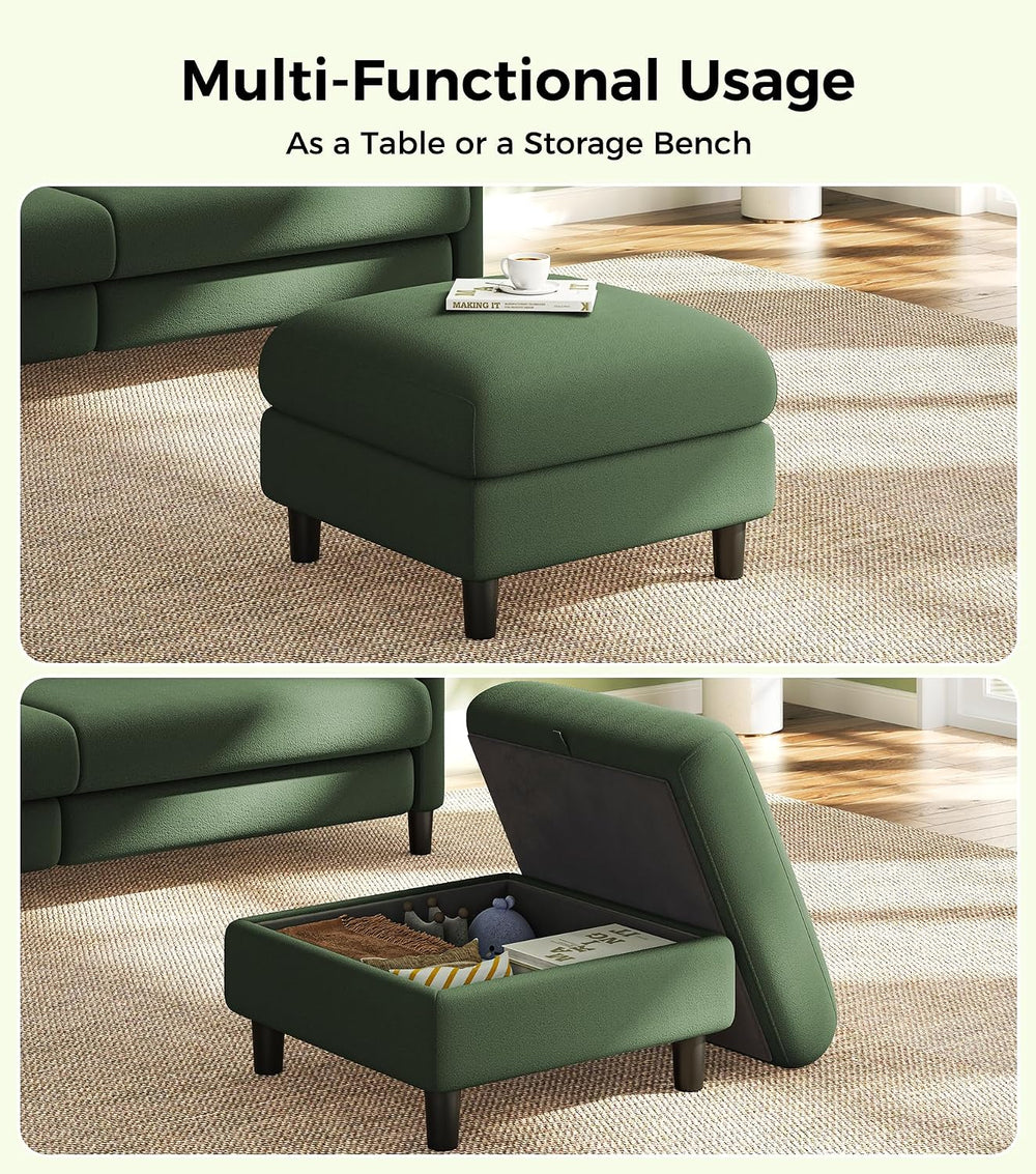 Welzona Teddy Storage Ottoman, 26.7"Large Living Room Ottoman, Coffee Ta...
