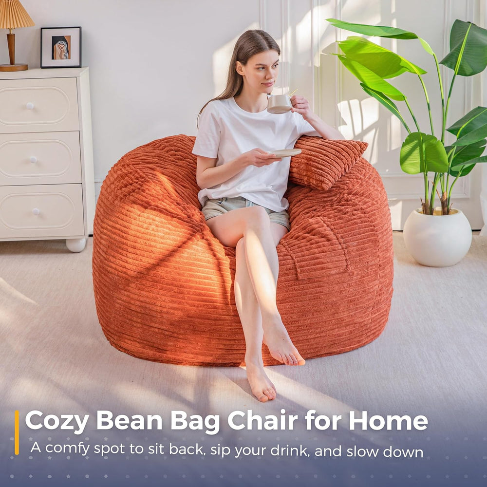 MAXYOYO Giant Bean Bag Chair Bed with Pillow, Convertible Beanbag Sofa to Flo...