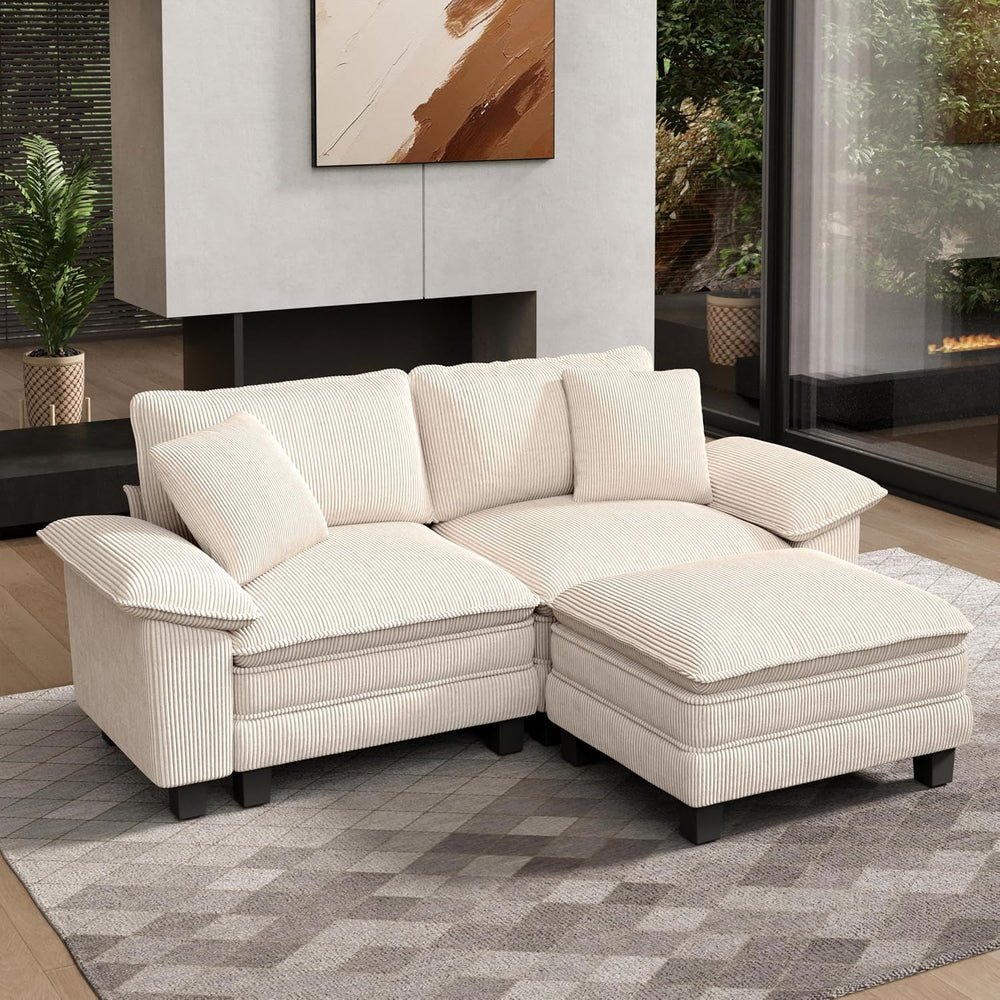 HERA'S HOUSE 3-Seat L Shaped Modular Cloud Couch Sectional Sofa Ottoman
