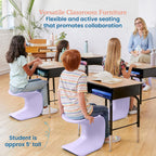 ECR4Kids Wave Seat Perch Stool, 14in - 15.1in Seat Height, Flexible Seating, Light Purple, 2-Pack