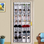 REGELETO 28 Large Pocket Over the Door Shoe Organzier, Hanging Shoe Rack for Door Large Capacity Shoe Organizer Holder with 4 Metal Hooks.