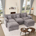 108" U Shaped Couch, Modular Sectional Sofa, 3-Seater Comfy Cloud Couch, Set of Modular Pieces with Movable Ottoman, Deep Seat Couches for Living Room, Chenille, Slate