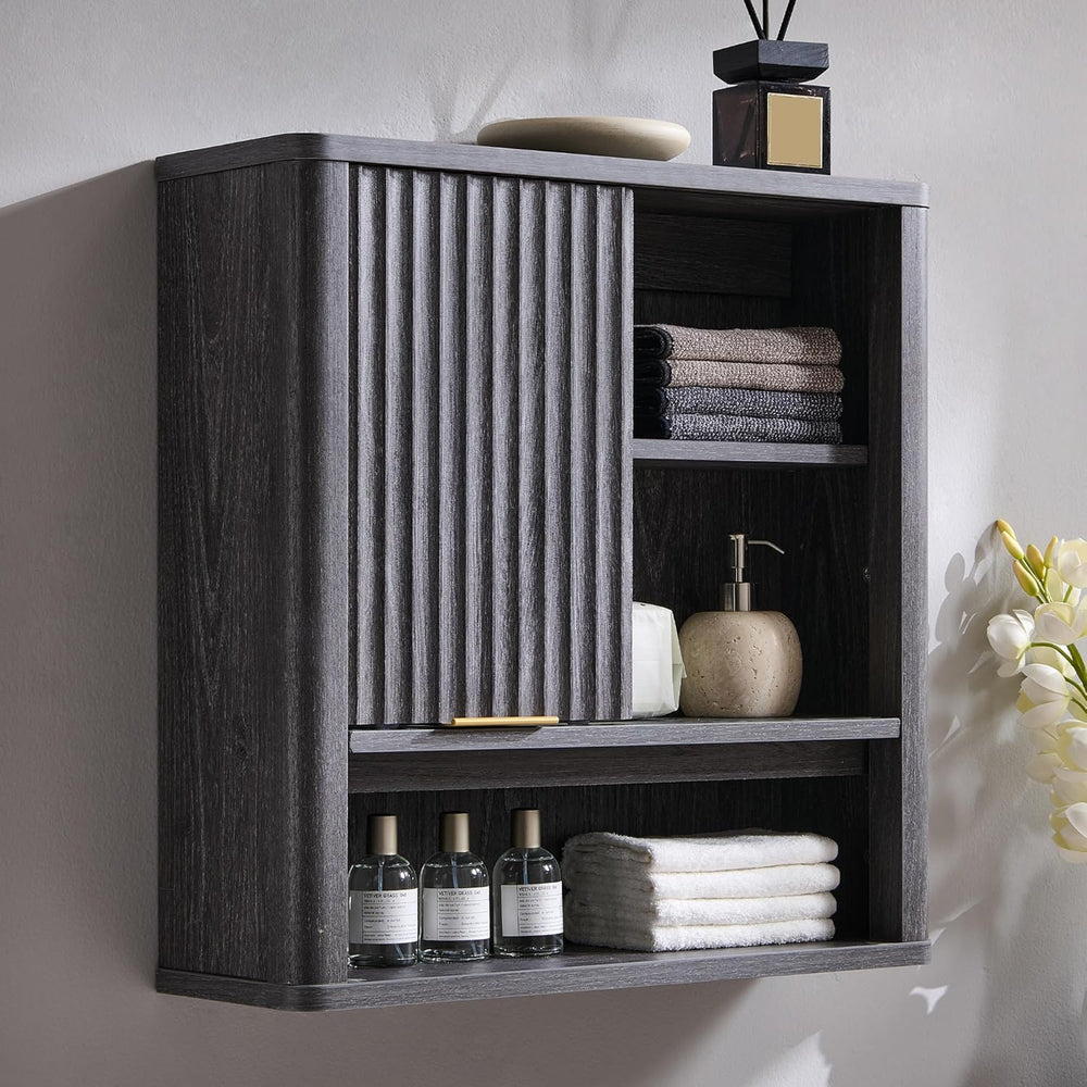 RedLemon Bathroom Wall Cabinet with Fluted Sliding Door, Modern Medicine Cabi...