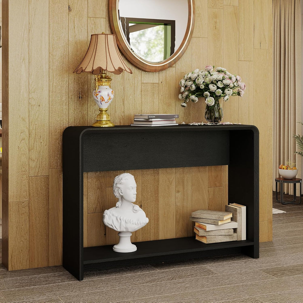 42.3" Modern U-Shaped Console Table, 11.5" Narrow Waterfall Entrywa...