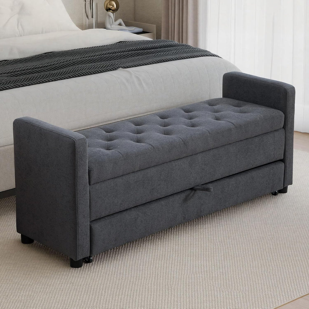 Chifee & Vingol 58.27" W Ottoman Bench with Double Storage Space, Up...