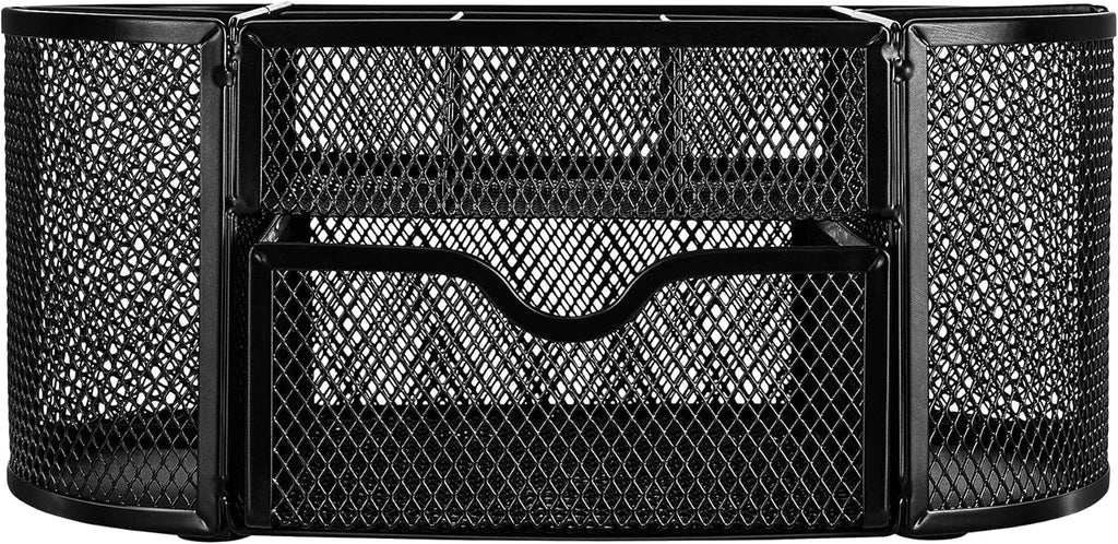 Amazon Basics Pen Holder and Desk Organizer, Office Caddy Storage, Black, ‎9.25" x 4.53" x 3.94"