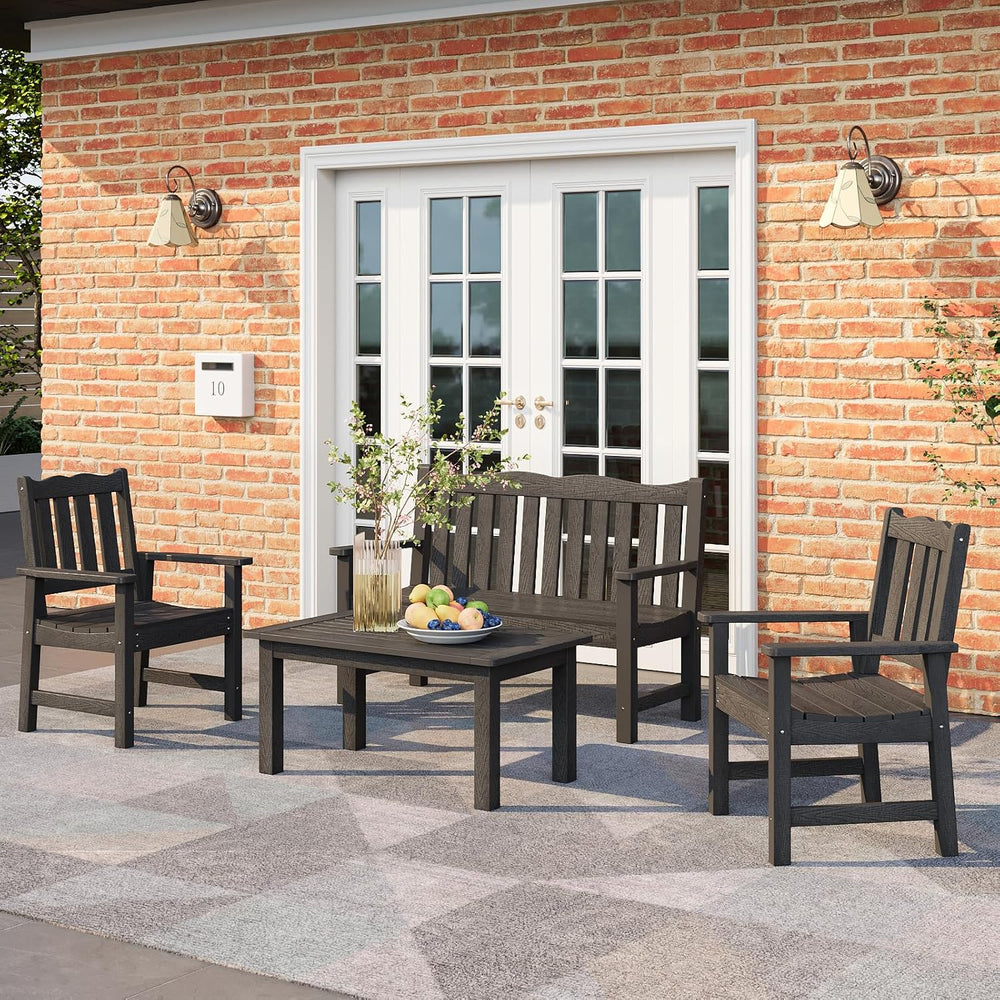 Stoog Outdoor Coffee Table, All-Weather Poly Lumber Patio Side Table, Rectang...