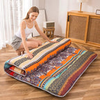 MAXYOYO Japanese Floor Mattress Futon Mattress, 4" Thicken Tatami Mat Sleeping Pad Foldable Roll Up Mat Boys Girls Dormitory Pad Kids Floor Lounger Pillow Bed, Charcoal Grey, Queen Size