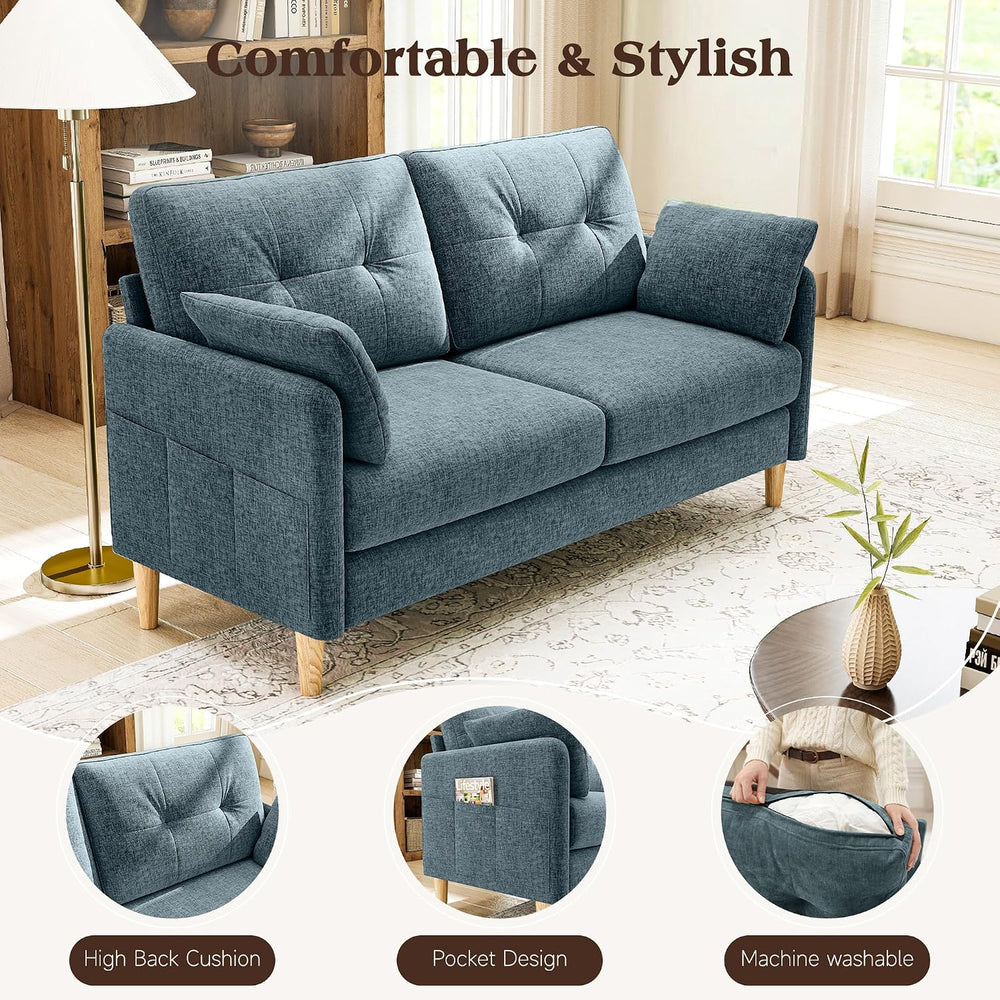 Ihanherry Loveseat Sofa, 64.6" Small Love Seat for Small Spaces, Soft Ch...