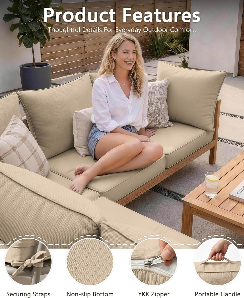 Outdoor Chair Cushion Set of 2, 22x22x4 Waterproof Fade Resistant