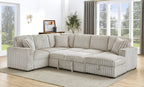 122-Inch Oversized Sectional Sleeper Sofa with Pull Out Bed,Khaki | Plush Corduroy U Shaped Modular Couch Gifts for Men Women, Storage Chaise Lounge and USB Charging Port,6 Seat Sectional Couch
