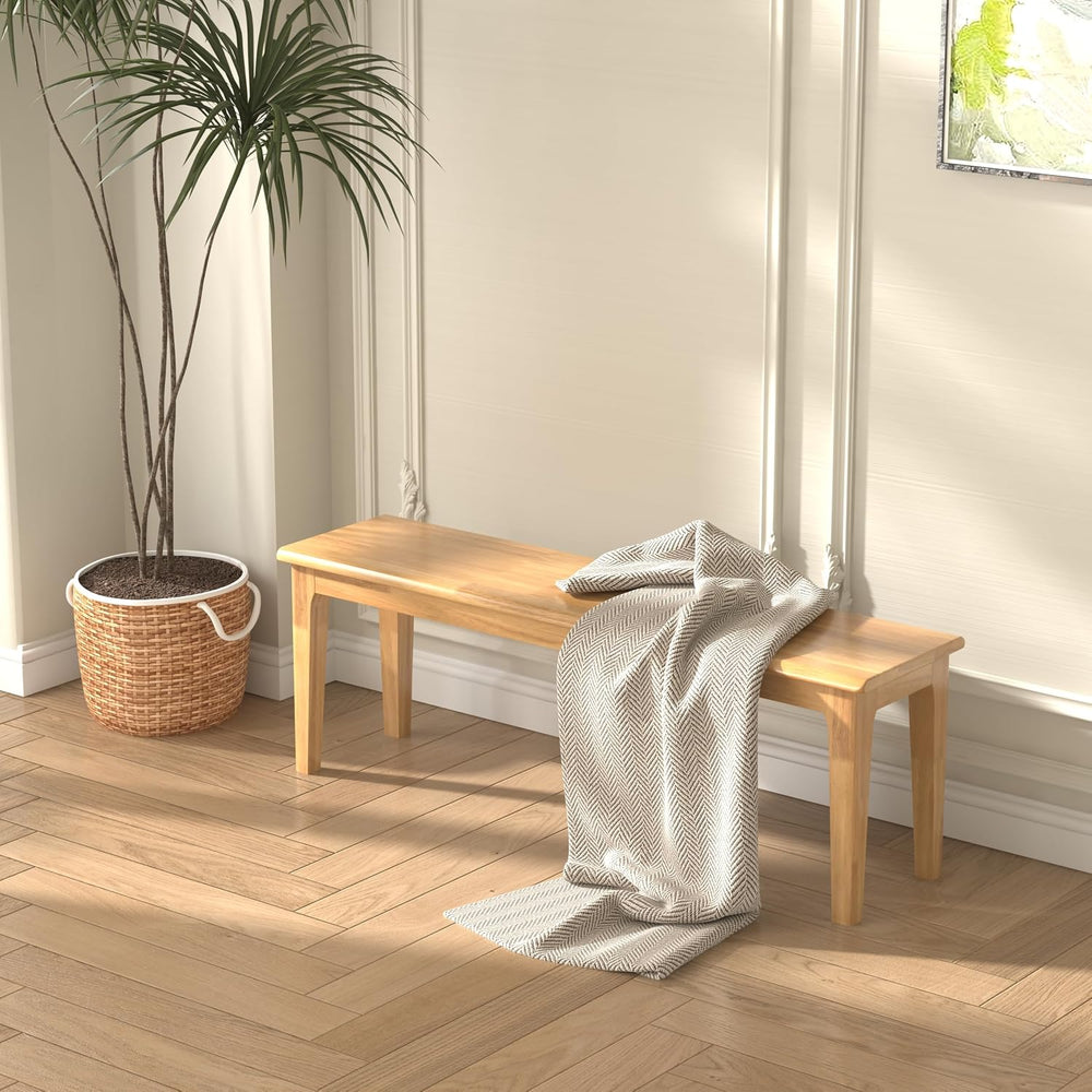 Dining Bench 55.1" Wood Solid Oak Wooden Bed End/Entryway Bench for Bedr...