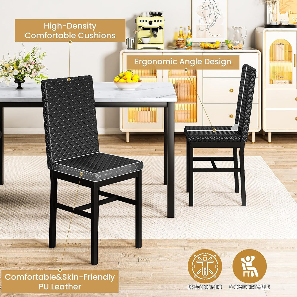 DKLGG Dining Table Set for 4 Kitchen Table and Chairs Set of 4 Faux Marble Di...