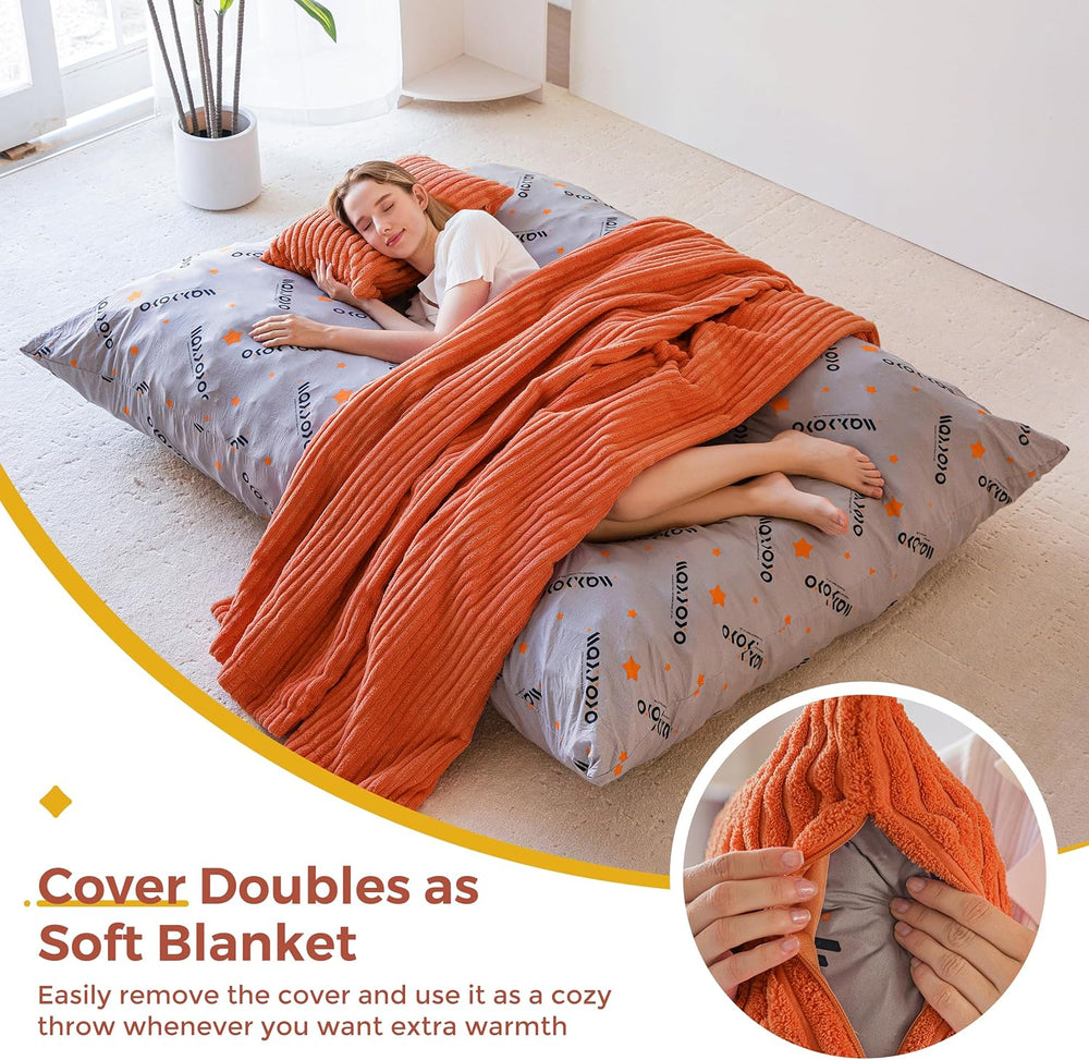 MAXYOYO Giant Bean Bag Chair with Pillow, 3 in 1 Convertible Bean Bag Chair |...