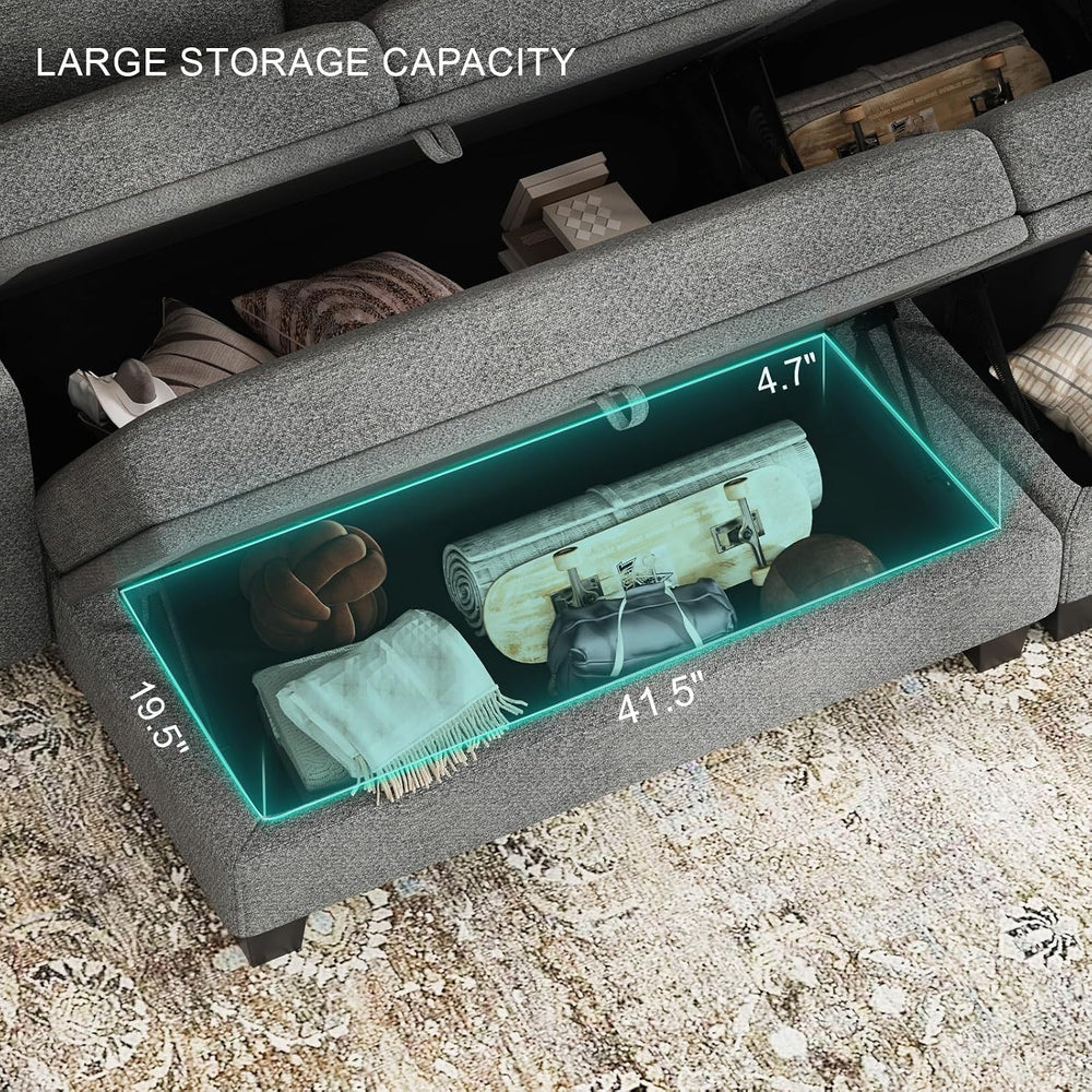 Belffin 45.9" Storage Ottoman Bench Oversized Ottoman for Footrest Uphol...