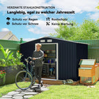 Outsunny 9' x 6' Outdoor Storage Shed, Garden Tool Metal Shed with Foundation Kit, Double Lockable Door, Air Vents and Sloping Roof, for Backyard, Patio, Lawn, Dark Gray