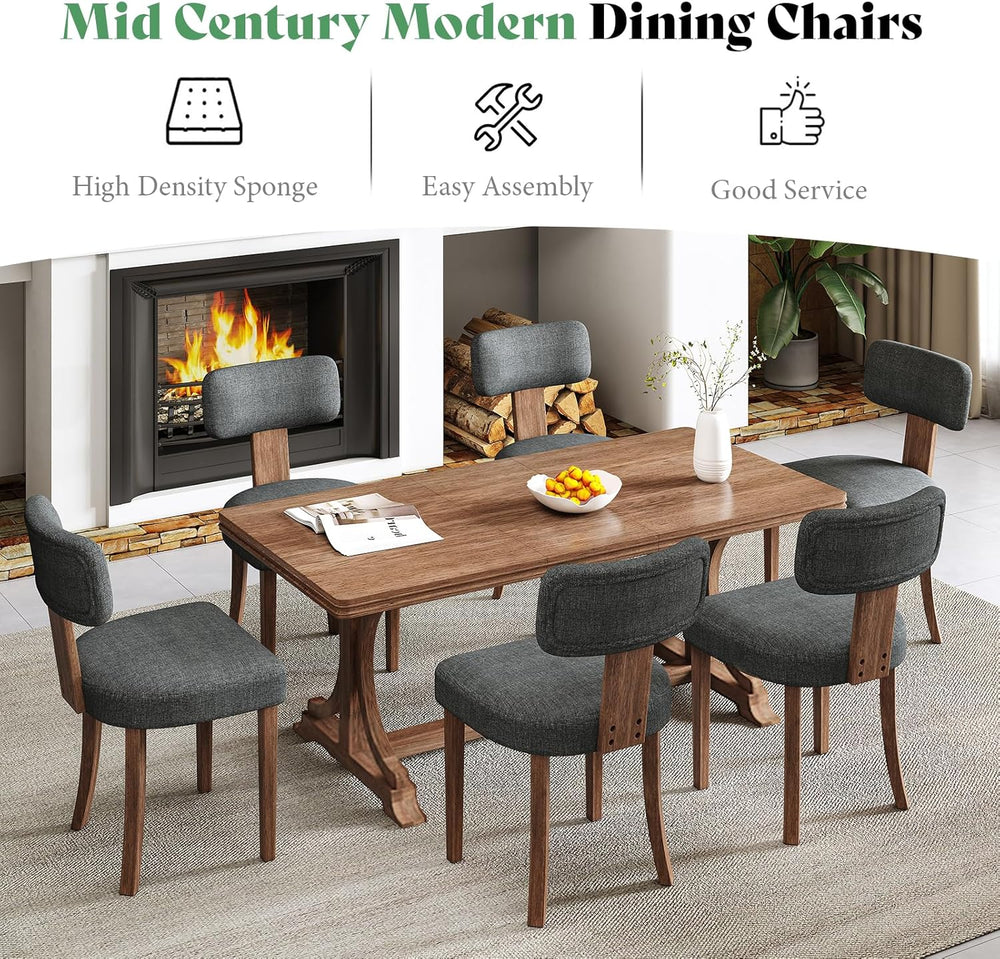 AMERLIFE Kitchen Chairs, Set of 4 Modern Linen Chairs with Upholstered Curved...