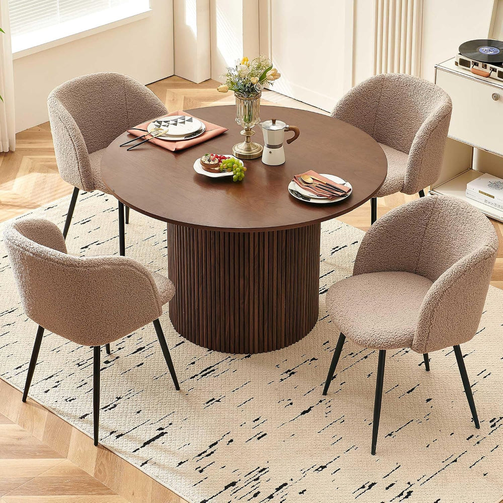 Homedot 47" Round Kitchen Dining Table Walnut for 4 with Veneer Tabletop...