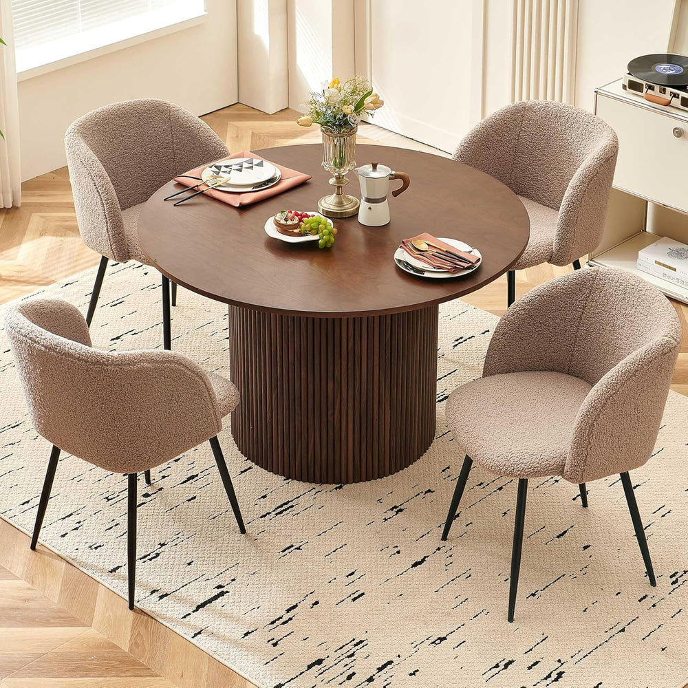 NORDICANA 5-Piece Wooden Round Dining Room Table and Chair Set, 47-Inch Kitch...