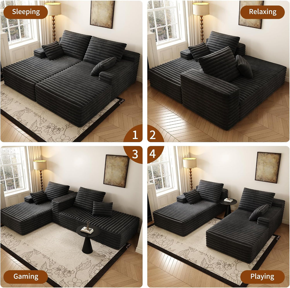 80” Oversized Double Lounge Chaise,Cloud Plush Sofa Bed,Upholstered Cloud Sof...