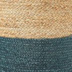 · REDEARTH · Jute Braided Pouf Ottoman - Cylinder Pouffe Foot Stool - Teal | Jute, 14.5"x14.5"x16"; Braided Accent Sitting, Doubles as Foot Rest; Great for Living Room, Patio, Outdoor, Bedroom