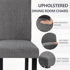 VECELO Upholstered Dining Chairs Set of 2, Modern Fabric and High Back & Solid Wood Legs, Parsons for Kitchen/Living Room- Dark Gray