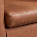 Yaheetech Accent Chair, PU Leather, Modern and Comfortable Armchairs, Upholstered Barrel Sofa Chair for Living Room Bedroom Waiting Room, Brown