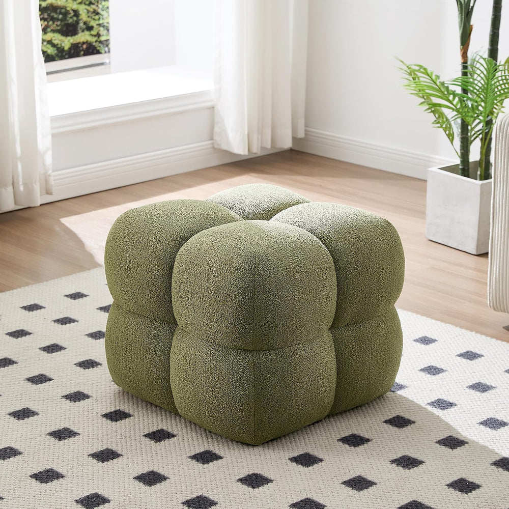 Zesthouse Square Pouf Ottomans Set of 2, Modern Vanity Chair for Bedroom | Bo...
