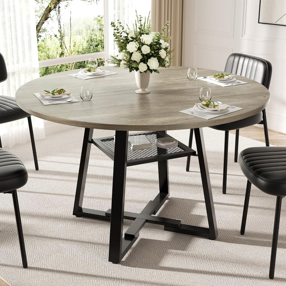 Round Dining Table for 4-6 People,47 Inch Dining Room Table,Modern Circle Kit...