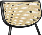 Yaheetech Rattan Dining Chairs Set of 4 Mid Century Modern Dining Room Chairs with Chrome Legs and Rattan Back for Home Kitchen, Faux Leather, Black