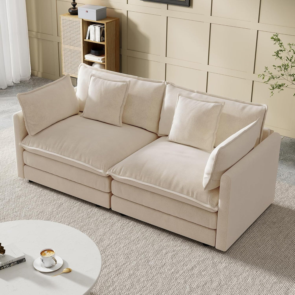 Modular Sectional Sofa, 76.7 Inch I-Shaped Cloud Sofa with Deep Seat Comforta...