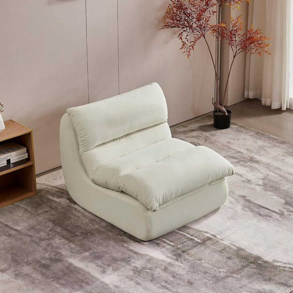 Dineli Bean Bag Chairs for Adults, Beanbag Chair Lounge Sofa Comfy Reading Chair for Bedroom & Living Room, Memory Foam Lazy Floor Couch, White