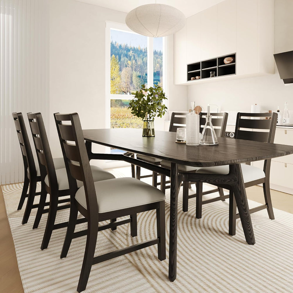 COLAMY Wooden Dining Chairs Set of 6, Farmhouse Upholstered Dining Room Chair...