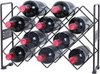 Finnhomy 10 Bottle Wine Rack with Wine Pattern, Wine Bottle Holder Free Standing Wine Storage Rack, 2-Way Storage Original Design, Iron, Brozen