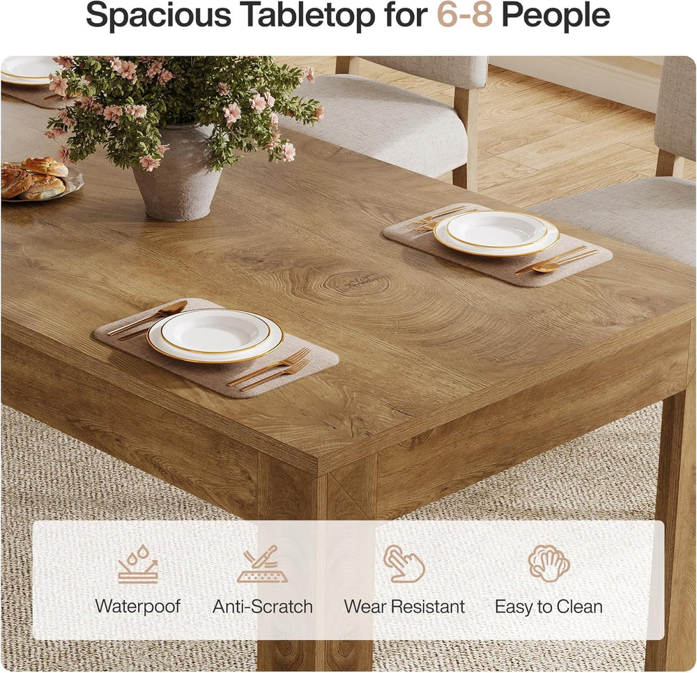 Tribesigns Dining Table for 6-8, 78.7-Inch Long Rectangle Kitchen Table, Mode...