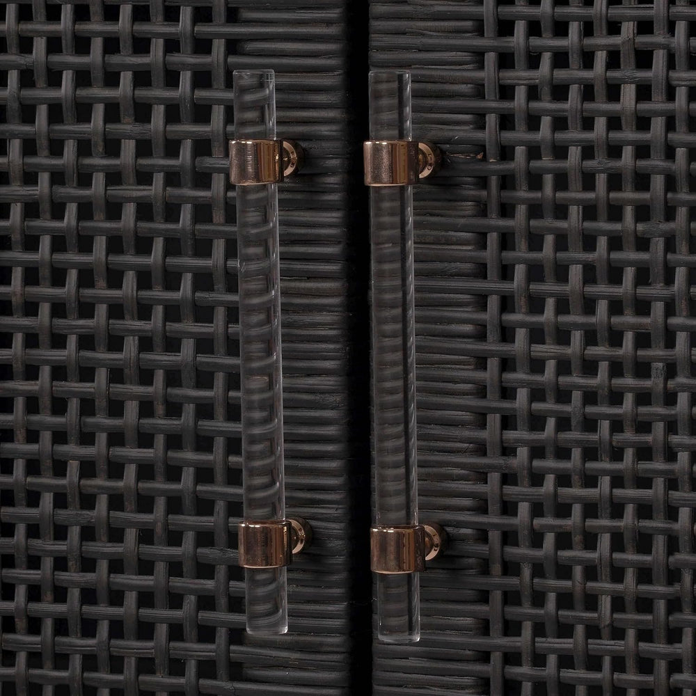 Tov Furniture Amara Charcoal Woven Rattan Wall Cabinet
