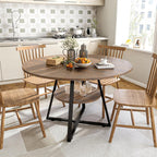 GOODONE 47.2 Inch Round Dining Table, Farmhouse Round Kitchen Table for 4, Circle Dinner Table with Wooden Top and Metal Base for Dining Room, Living Room, Kitchen (Brown)