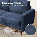 Vesgantti 68" Loveseat Sofa Dark Blue, Comfy Corduroy Couch with Spring Cushion and Solid Wood, Modern Extra Deep Seat for Bedroom, Living Room, Office