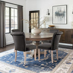 CHUN YI Dining Chairs Set of 8, Faux Leather Upholstered Dining Room Chairs with Nailhead Trim and Wood Legs, Mid Century Modern Parsons Side Chairs for Kitchen, Grey