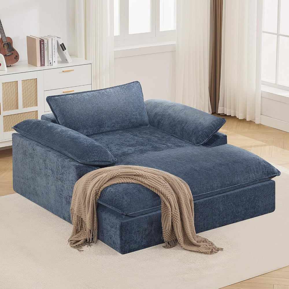 WUTUTUEE 69" Oversized Chaise Lounge Chair Indoor, No Assembly Blue Loun...
