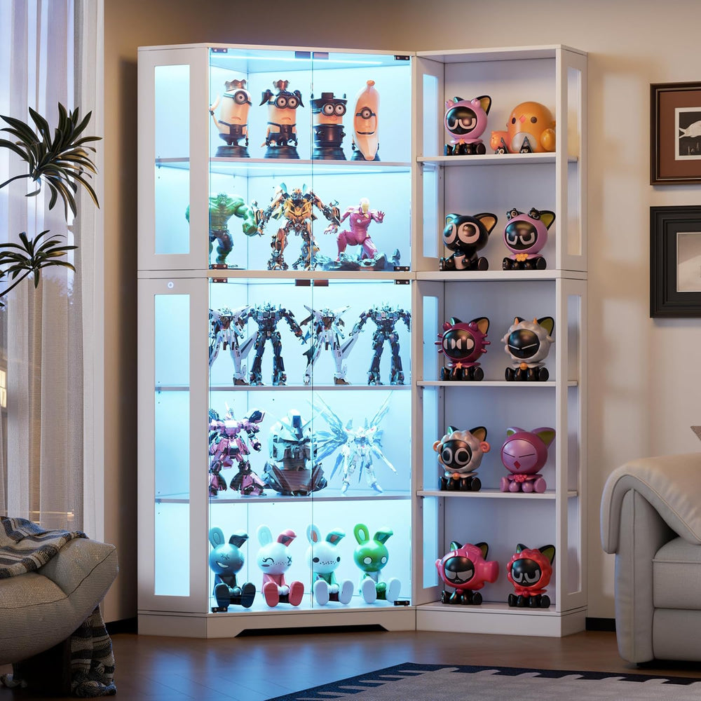PAKASEPT Corner Display Curio Cabinet with Glass Doors, Glass Display Case wi...