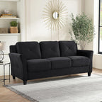 Lifestyle Solutions Harrington Sofa Upholstered Microfiber Fabric Curved Arms, Black