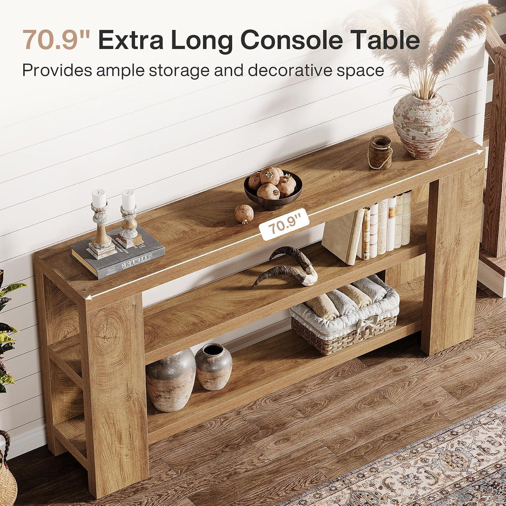 Tribesigns 70.9-Inch Extra Long Console Table with Storage, Narrow Wooden Sof...