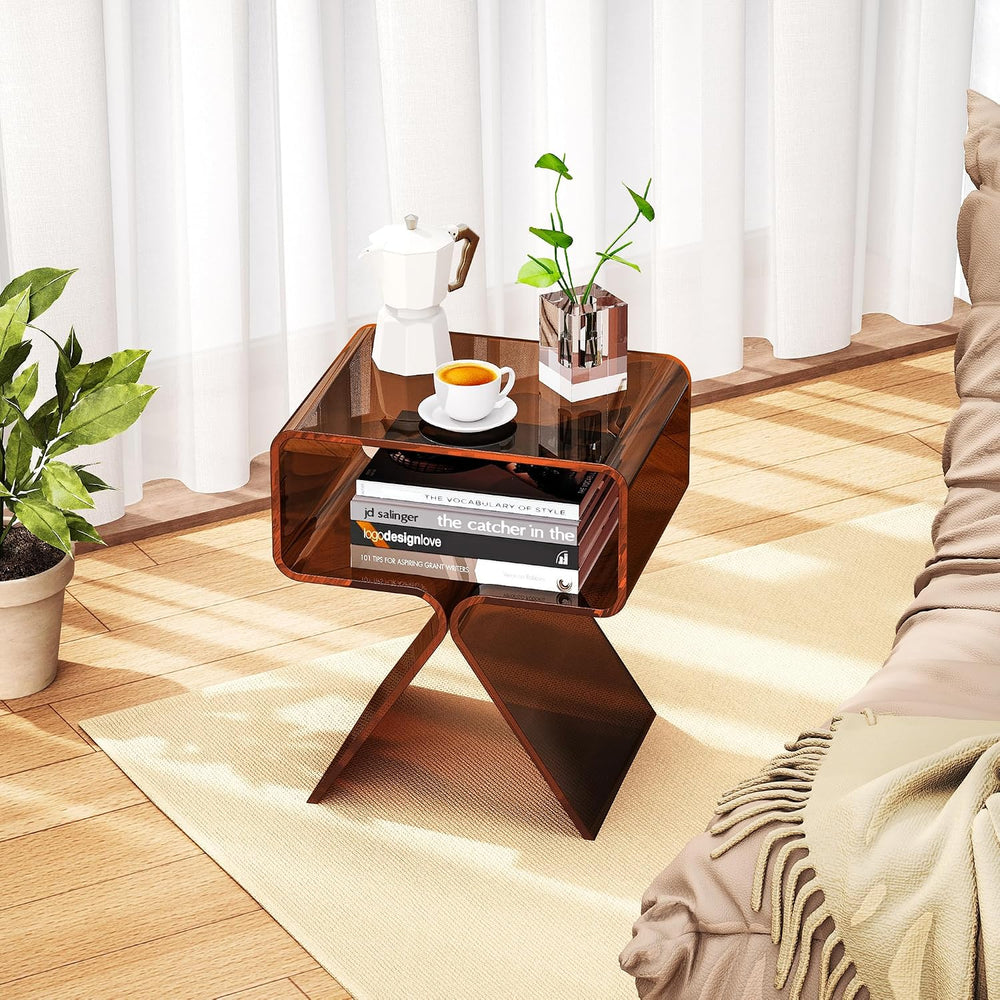 Acrylic Nightstand Side Table Modern Design Clear Home Decor Display End Tabl...