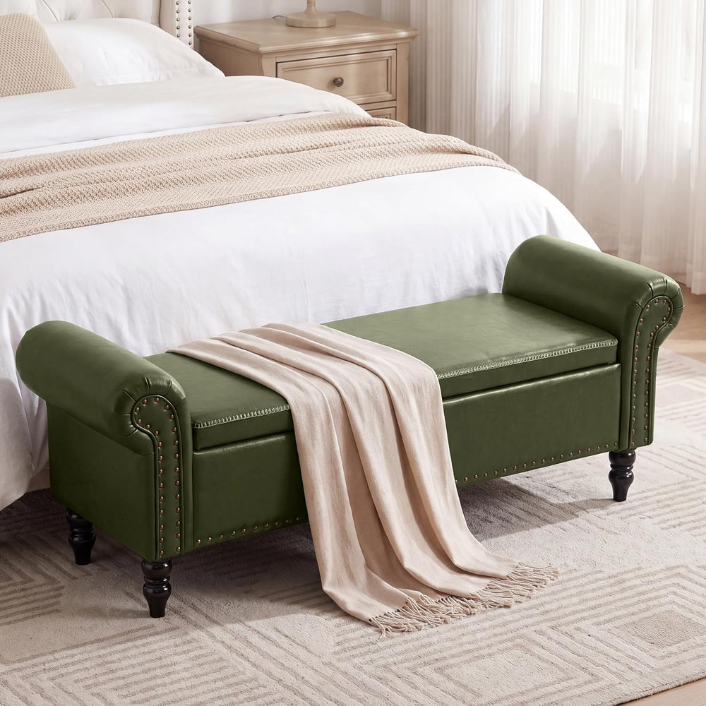 FiveWillowise 64” Storage Benches, End of Bed Bench with Storage,Dark Green |...