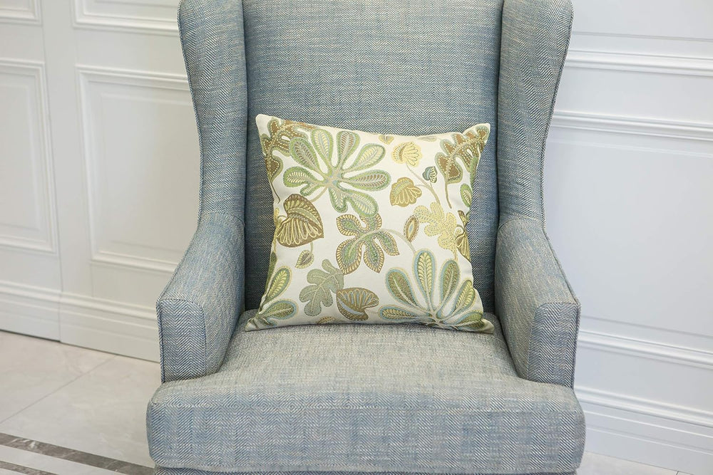 Mika Home Set of 2 Jacquard Tropical Leaf Pattern Throw Pillow Covers Decorat...