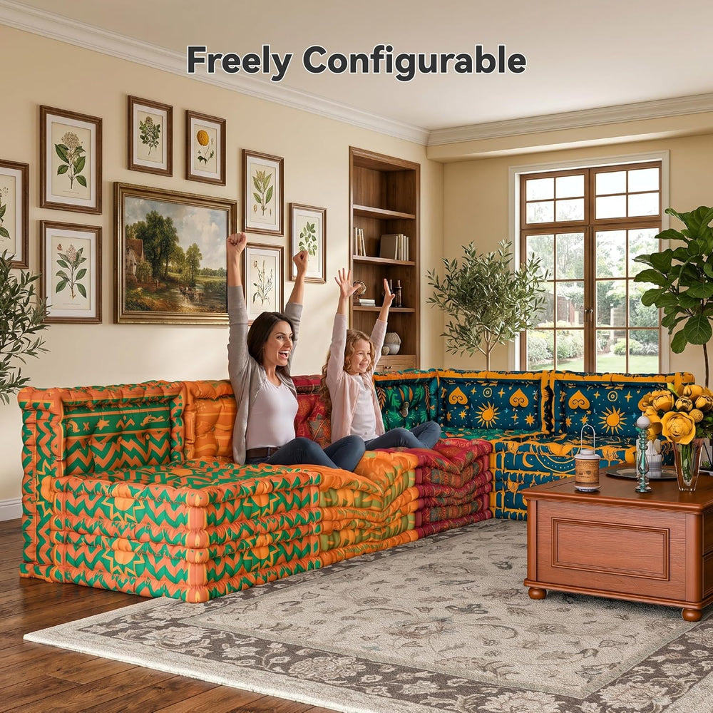 WOWMAX L-Shaped Metal Support Frame for Our Boho Floor Sofa, Freestanding Sof...